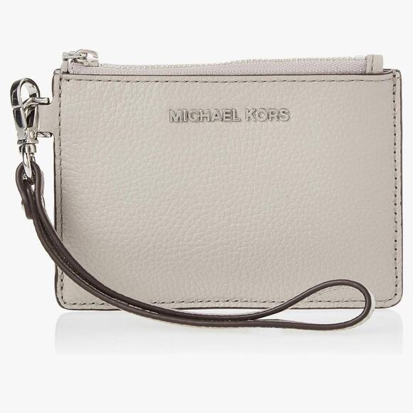 MICHAEL Michael Kors Small Coin Purse Pearl Grey Keychain New with Tag MSRP $98 - Picture 3 of 7